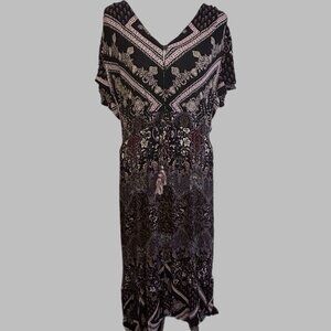 Knox Rose Dress XXL Hi-Low Button Front Elastic Waist Light Flowy Boho Hippie